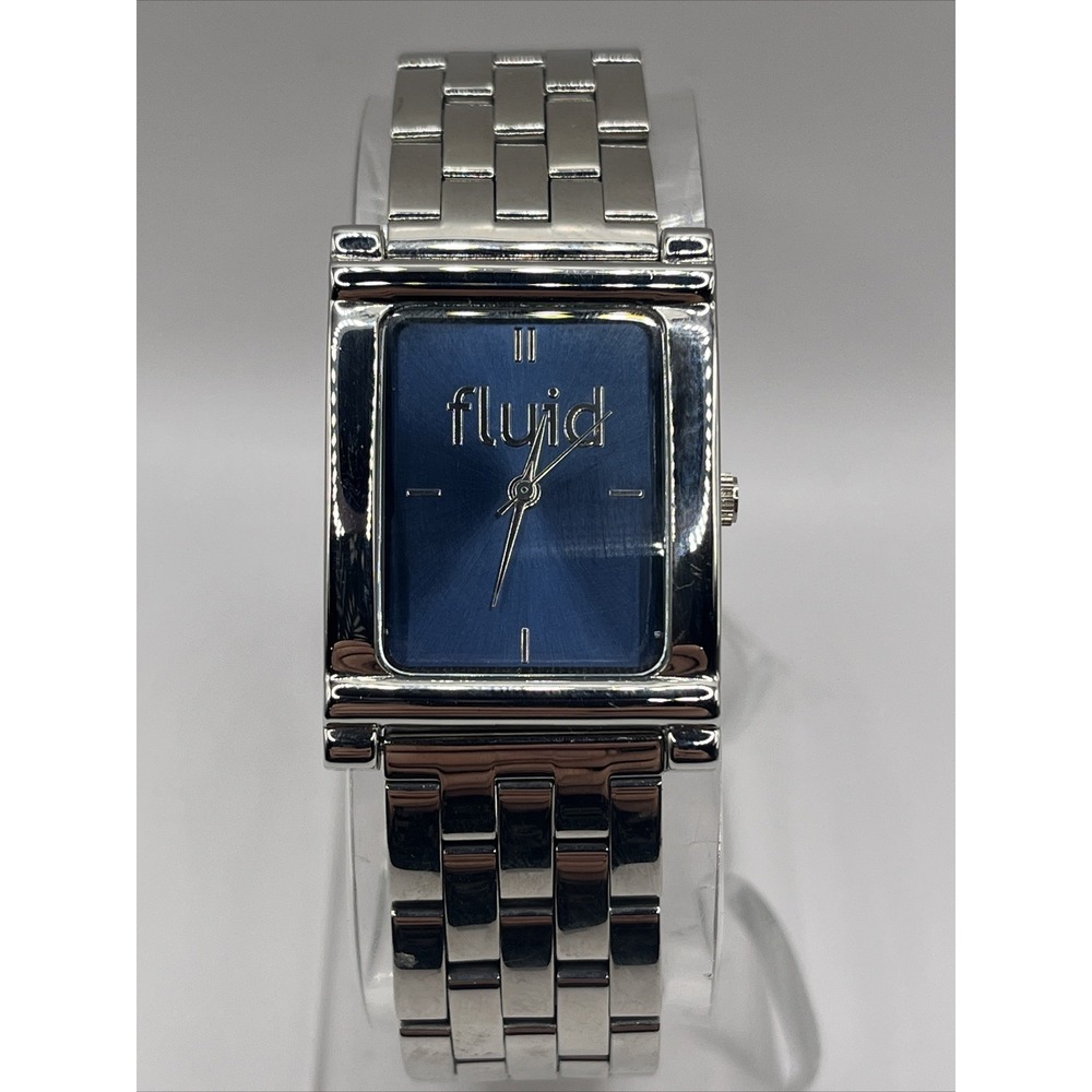 Sweda Fluid‎ Men's Quartz Watch Blue Dial Silver Bracelet Band- New Battery